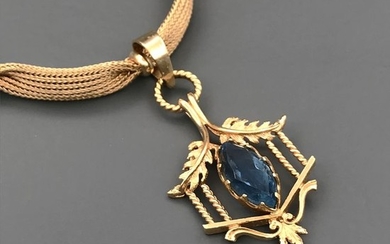 18 kt. Yellow gold - Necklace with pendant - 5.00 ct Synthetic Stone