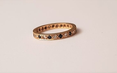 18 kt. Yellow gold - Ring - 0.13 ct Diamond - Sapphires