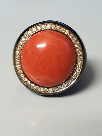 18 kt. Yellow gold - Ring - 0.56 ct Diamond - CORAL
