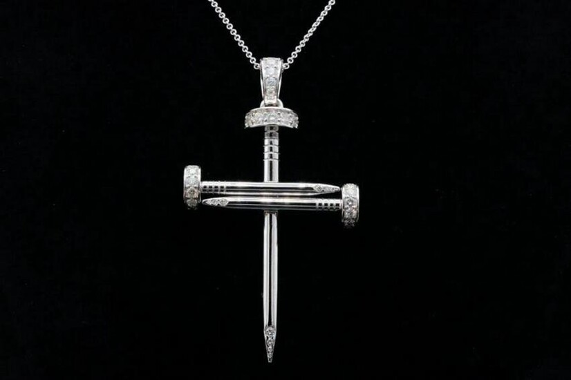1.85ctw SI1-SI2/G-H Diamond 14K Nail Cross Necklace