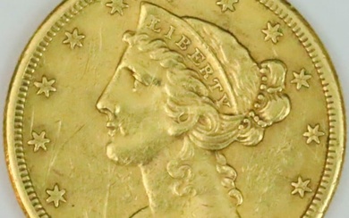 1887-S US $5 LIBERTY HEAD HALF EAGLE GOLD COIN