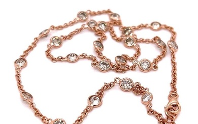 18K Rose Gold 7.00 Ct. Diamond by the Yard Necklace