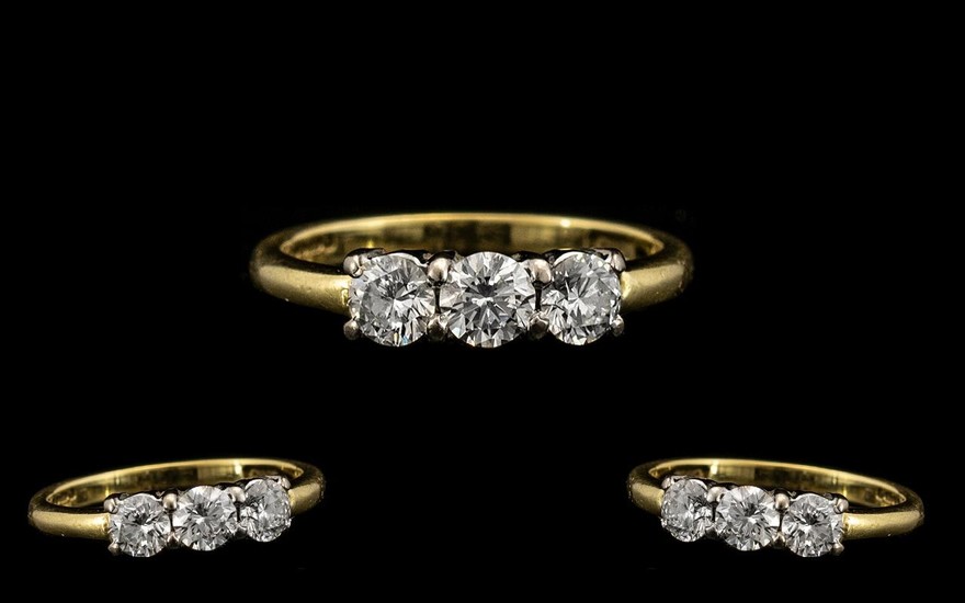 18ct Gold Attractive 3 Stone Diamond Set Ring fully hallmark...