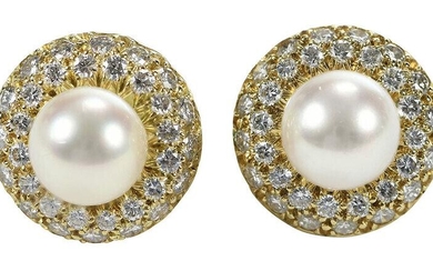 18kt. Pearl and Diamond Earrings