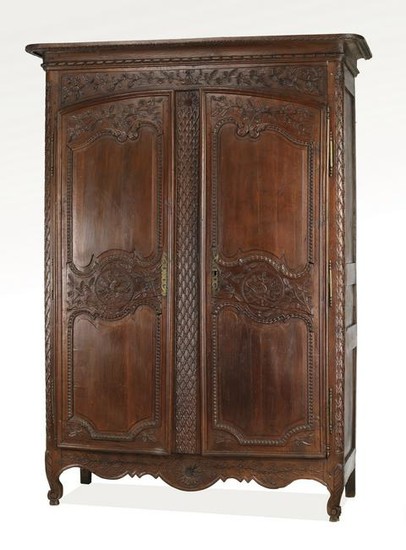 18tth c French carved oak wedding armoire