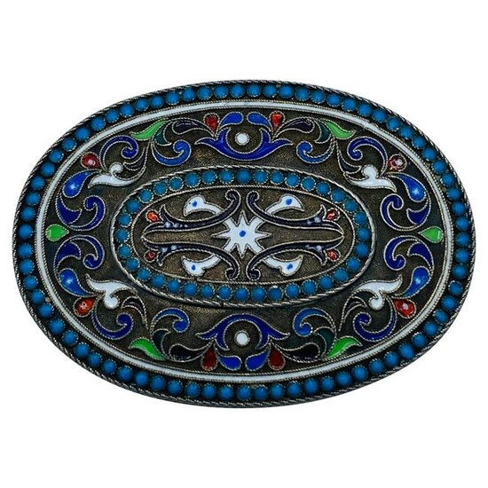 1900s Sovet Sterling Silver and Enamel Buckle Pendant