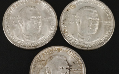 1949 Three Piece Set of Classic Booker T. Washington Commemorative Half Dollars