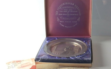 1972 Sterling Silver Churchill 'Hour of Decision' Plate John Spencer sealed box