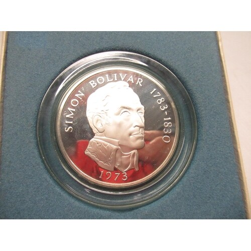 1973 Panama 20 Balboas silver coin, boxed, complete with cer...