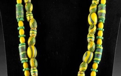 19th C. Venetian / African Glass & Brass Bead Necklaces
