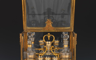 19th Century Bronze and Glass Tantalus Set