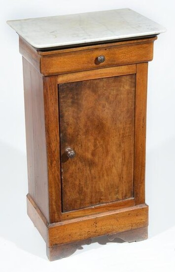 19th c. marble top mahogany single door cabinet