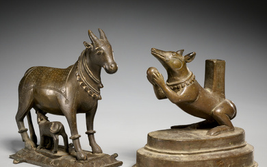 (2) Indian cast bronze animal figures