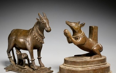 (2) Indian cast bronze animal figures