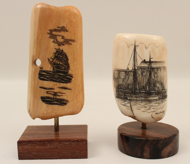 2 SIGNED PIECES OF SCRIMSHAW