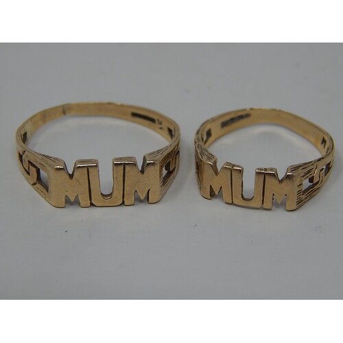 2 x 9ct Gold "MUM" rings: 8727