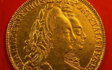 Brazil, Portugal - Monarchy - Maria I & Pedro III (1777-1786) - Peça (6,400 Reis) - 1780 R - Rio de Janeiro - Gold