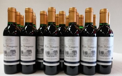 24 demi-bouteilles (37,5 cl) de Saint-Estèphe. Château les Nougueys. 2008. Adrien Bertaillau. SCEA du Château...