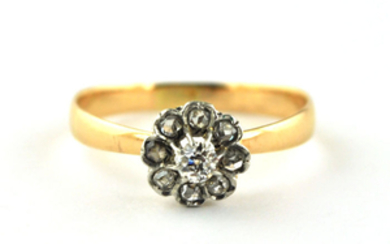 Antique - 18 kt. White gold, Yellow gold - Ring Diamond