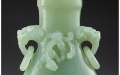 25049: A Chinese Carved Celadon Hardstone Covered Vase