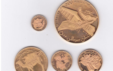 Somalia - proof set 1970 - 20, 50, 100, 200 & 500 Shilling 1970 10tk Indipendenza - Gold