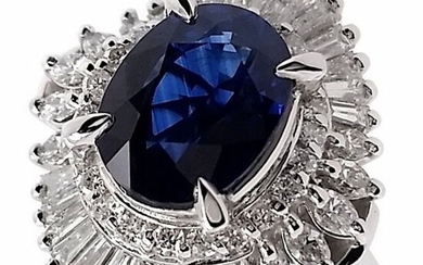 2.78ct Burma Sapphire and 1.23ct Natural Diamonds - IGI Report - Platinum - Ring Sapphire