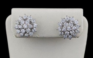 Luxury Flower-Setting - 18 kt. White gold - Earrings Diamond