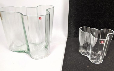 2pcs ALVAR AALTO Glass Vases. Iittala Finland