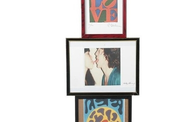 3 Framed Works, After Arp, Indiana & Warhol