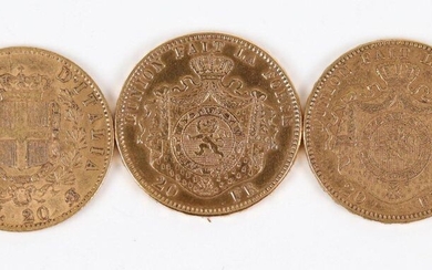 3 gold coins type 20 Francs including 1 x Victor...