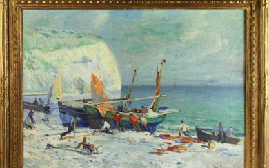 Paul Morchain, Fisherman on the Shore, Oil on Canvas