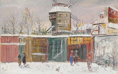 Maurice Utrillo (1883-1955), Le Moulin de la Galette sous la neige, Montmartre