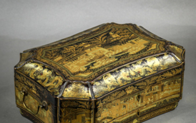 Chinese Export Gilt Lacquer Sewing Box