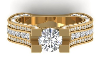 4.5 ctw Certified VS/SI Diamond Art Deco Micro Ring 14k Yellow Gold