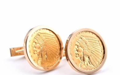 14k Yellow Gold Coin Cufflinks