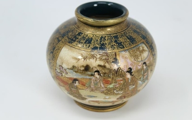 Antique Japanese Satsuma Bud Vase, Signed