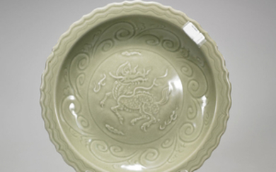 Chinese Ming-Style Celadon Glazed Dish