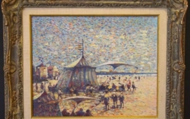 Donald Purdy (born 1924) oil on canvas, BEACH SCENE