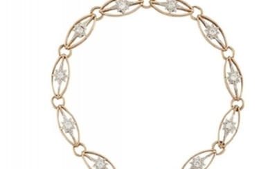 An Edwardian gold, diamond bracelet, composed of...