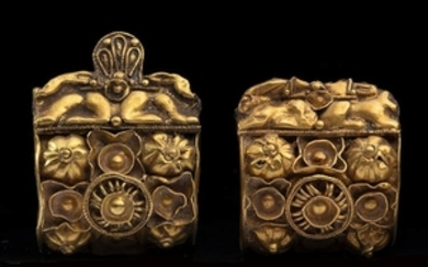Pair of Etruscan Gold miniature Bauletto Earrings First half of...