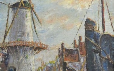 Fernand LAVAL (1886/95 1966). Vue de moulin en Hol…