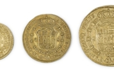 A group of twelve Hispanic gold coins, 18th-20th century