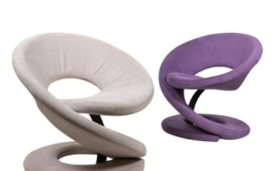 Jaymar - Suede Corkscrew Chairs - Pair
