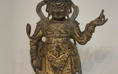 Large Patinated Bronze Bodhisattva Figure