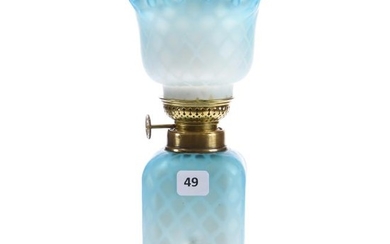 Miniature Lamp, Mother of Pearl, Blue Satin