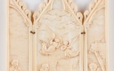 Nativity Carved ivory Neo Gothic triptych Europe,…