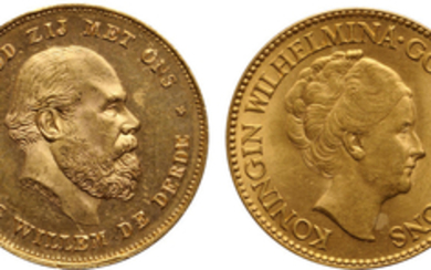 Netherlands, Gold 10 Gulden Pieces (2)