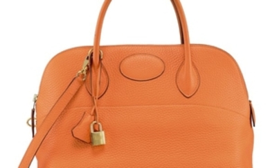 AN ORANGE H CLÉMENCE LEATHER BOLIDE 35 WITH GOLD HARDWARE, HERMÈS, 2008