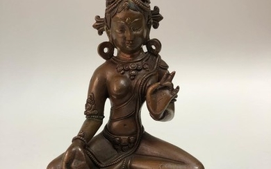 A Pala Revival Style Copper Alloy Figurine of Green Tara