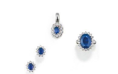 Sapphire and diamond demi-parure